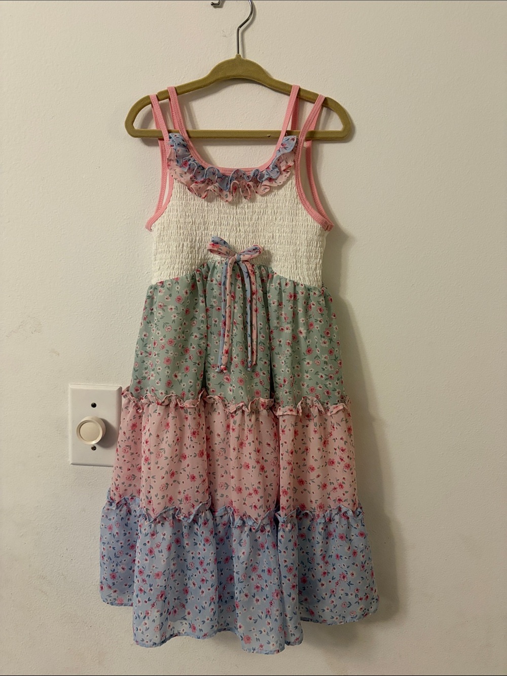 Jona Michelle Mint Pink Blue Floral Tiered Sundress